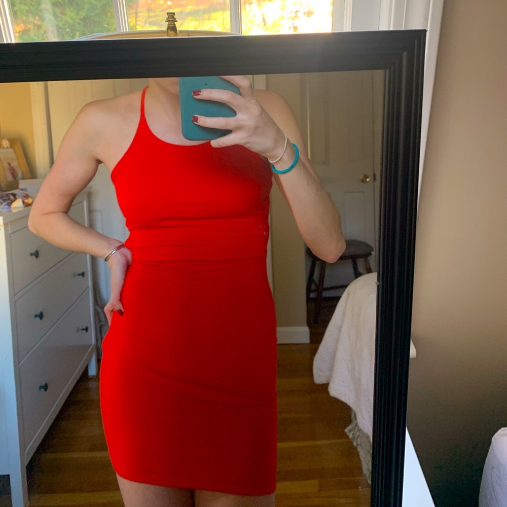 BooHoo red bodycon mini dress